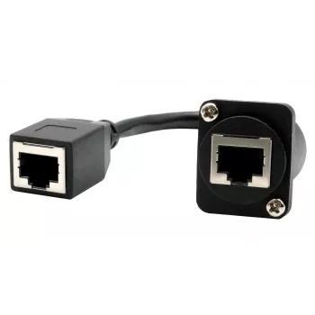Tomada RJ45 de encastrar tipo D EXSYS, fêmea a fêmea, CAT.5e, 20 cm, blindada, preta EX-49160