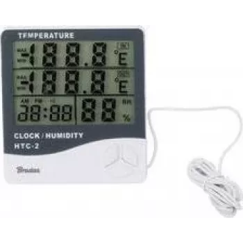 Bradas WL-M21 White Line Estação Meteorológica Digital com sensor externo de temperatura sem fios, temperatura interior/exterior -10°C a 70°C, Branco