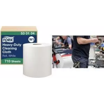 Rolo de panos de limpeza multiusos TORK W1 Premium, 1 camada, branco, 270 m, extra resistente, não tecido, 710 panos, 1 rolo (530104)