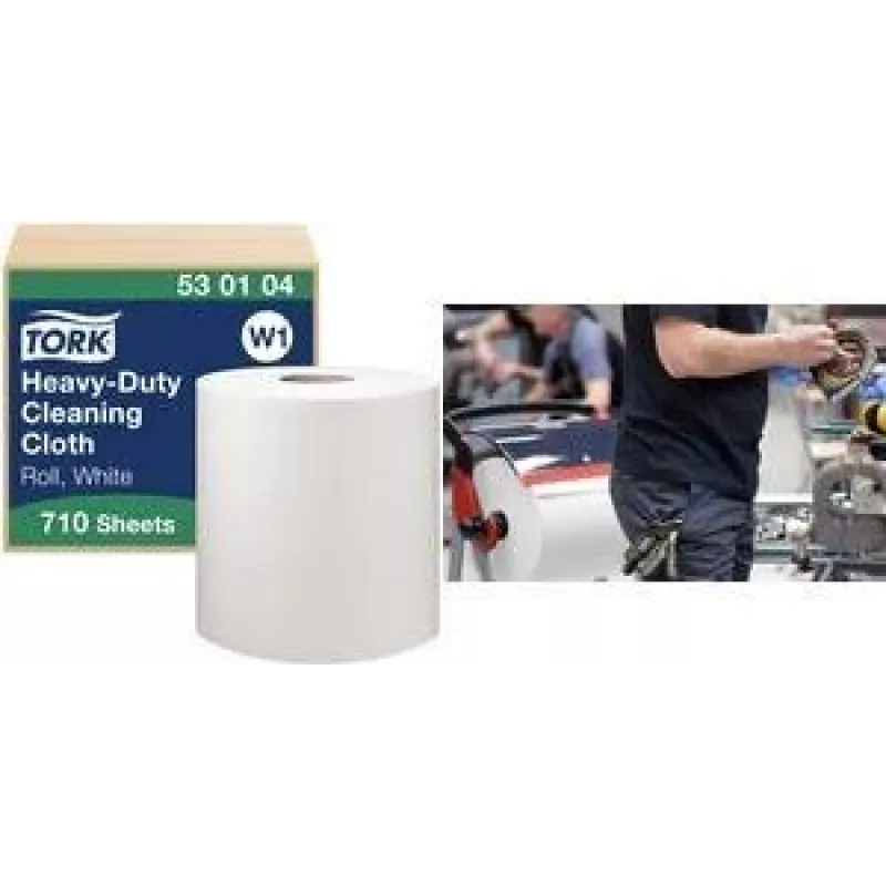 Rolo de panos de limpeza multiusos TORK W1 Premium, 1 camada, branco, 270 m, extra resistente, não tecido, 710 panos, 1 rolo (530104)