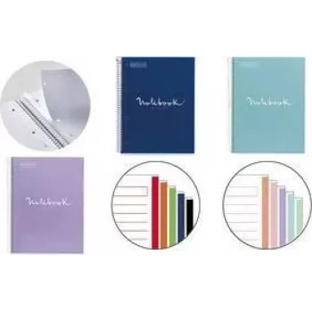 Caderno College Block MIQUELRIUS EMOTIONS, A4, azul-marinho, quadriculado, 120 folhas, 90 g/m², encadernação em espiral, perfurado, 4 furos MR46063