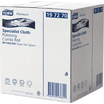 Rolo de polimento e limpeza Tork Premium, 1 folha, branco, 171 m, não tecido, para dispensadores W1/W2/W3, 1 rolo (197270)