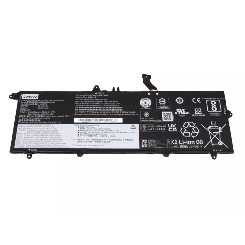 Lenovo 5B10W13912 bateria de portátil - Li-Ion, 3 células, 57Wh, 11,4V, preto