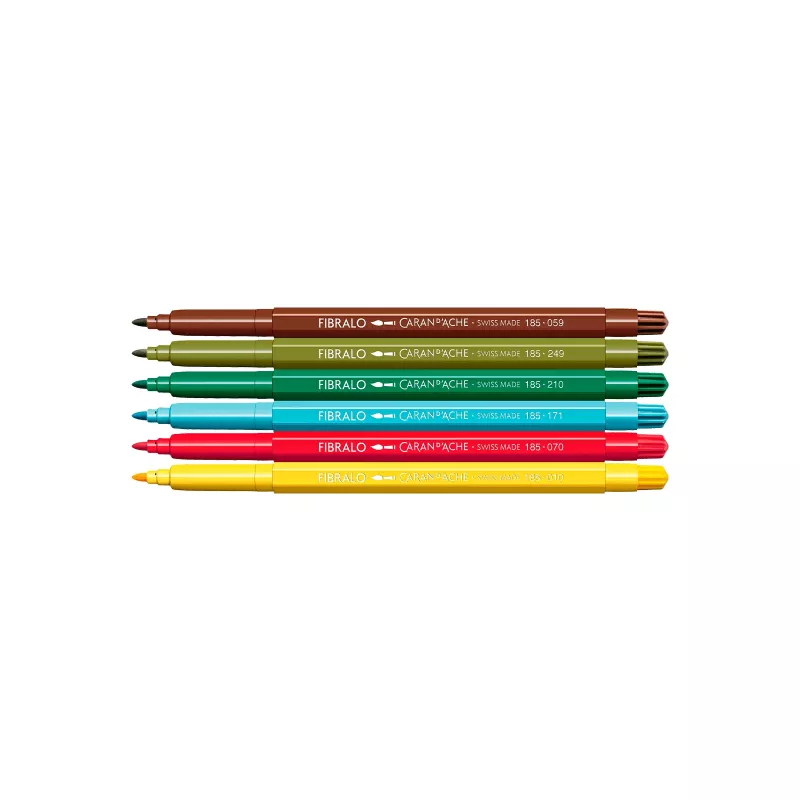 Caran d'Ache Fibralo Kawaii marcadores de fibra Swiss, conjunto de 6, tinta à base de água 185.804