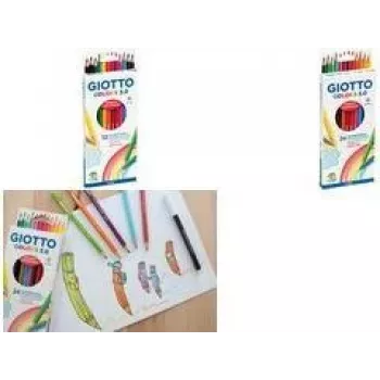 GIOTTO COLORS 3.0 Lápis de cor hexagonais, 24 cores diferentes, mina de 3,0 mm, estojo de cartão F276700