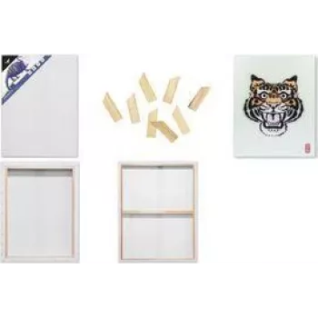 KANGARO K-820021 Tela 3D sobre moldura, 500 x 600 mm, borda de 37 mm de profundidade, 100% algodão 380 g/m², 3 camadas de gesso, branco, 1 unid.