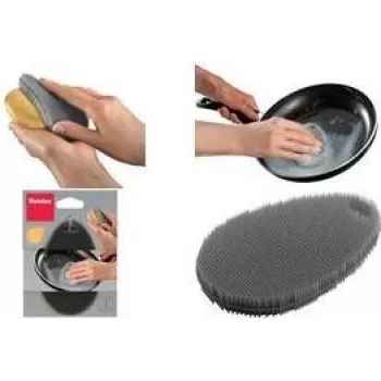 Metaltex esponja de limpeza em silicone, oval, cinzento, flexível, 1 unid. 297615000