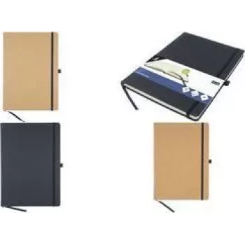 Caderno pautado KANGARO K-552261 A4, 96 folhas, capa dura PU preta, papel chamois