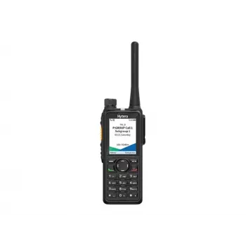 Rádio portátil digital/analógico Hytera HP785G BT V1 VHF com GPS, Bluetooth, bateria 2400mAh, carregador de mesa, antena e clipe de cinto