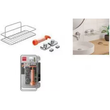 Prateleira de parede Metaltex Reflex Luxy Vacuum-Fix prateada 1 nível 403329000