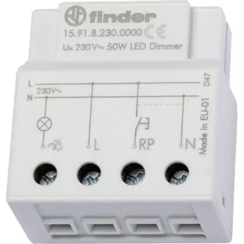 Dimmer eletrónico Finder 230V AC máx. 50W LED calha DIN 15.91.8.230.0000