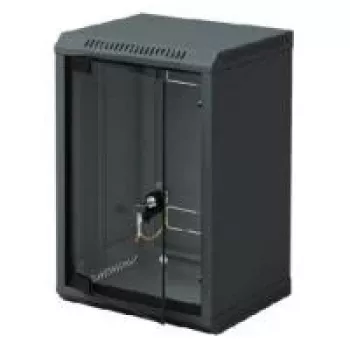 Triton armário de parede 10 polegadas 6U 300mm de profundidade, porta de vidro, preto RAL 9005 RBA-06-AS3-BAX-C1