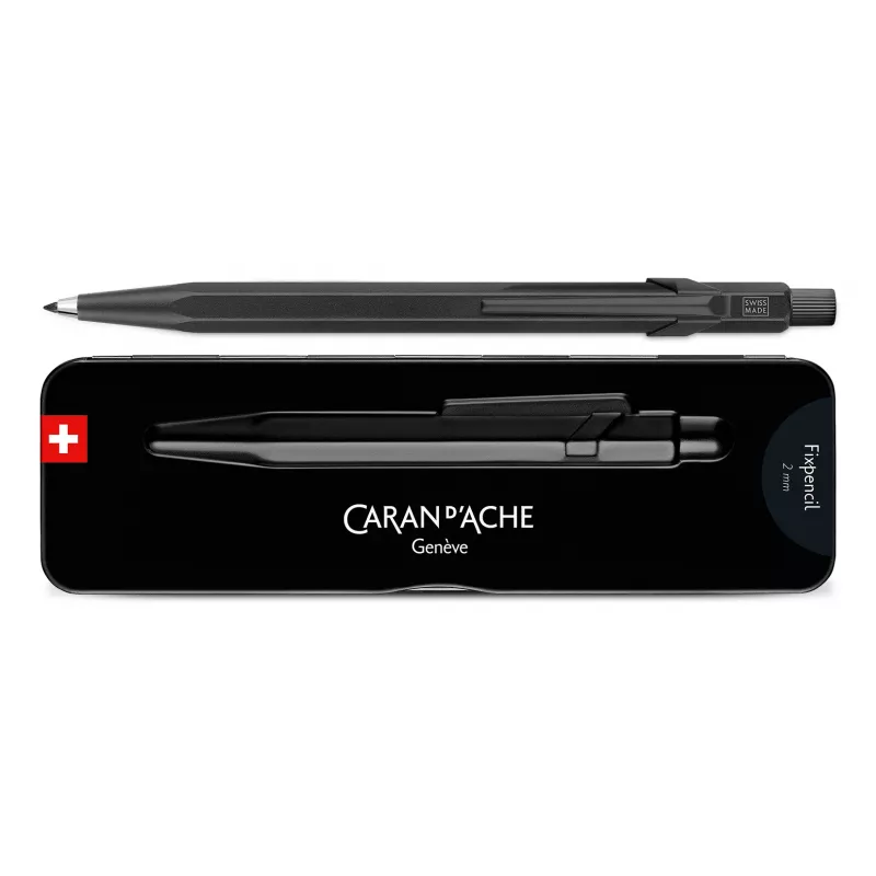 CARAN D'ACHE Fixpencil BLACK CODE porta-minas, 2 mm, corpo hexagonal em alumínio preto mate 22.496