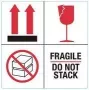 RILLPRINT 76930 etiquetas de aviso FRAGILE / DO NOT STACK, adesivo permanente, papel, branco/vermelho/preto, 100 x 50 mm, 500 etiquetas por rolo