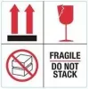 RILLPRINT 76930 etiquetas de aviso FRAGILE / DO NOT STACK, adesivo permanente, papel, branco/vermelho/preto, 100 x 50 mm, 500 etiquetas por rolo