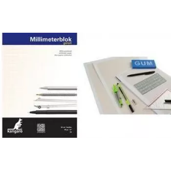 Bloco de papel milimétrico Kangaro A3, 80 g/m², 25 folhas, branco/laranja, quadrícula 1 mm (K-5595)