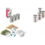 Conjunto de 3 dispensadores de especiarias Metaltex Shake Line, vidro com tampas giratórias em aço inoxidável e plástico, 100 ml cada 259851000