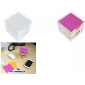 Caixa de notas transparente KANGARO K-6301, pré-preenchida com 700 folhas em várias cores, plástico com reentrância para pega