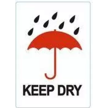 RILLPRINT Etiquetas de aviso adesivas permanentes KEEP DRY, branco/vermelho/preto, 74 x 105 mm, 500 etiquetas por rolo 76960