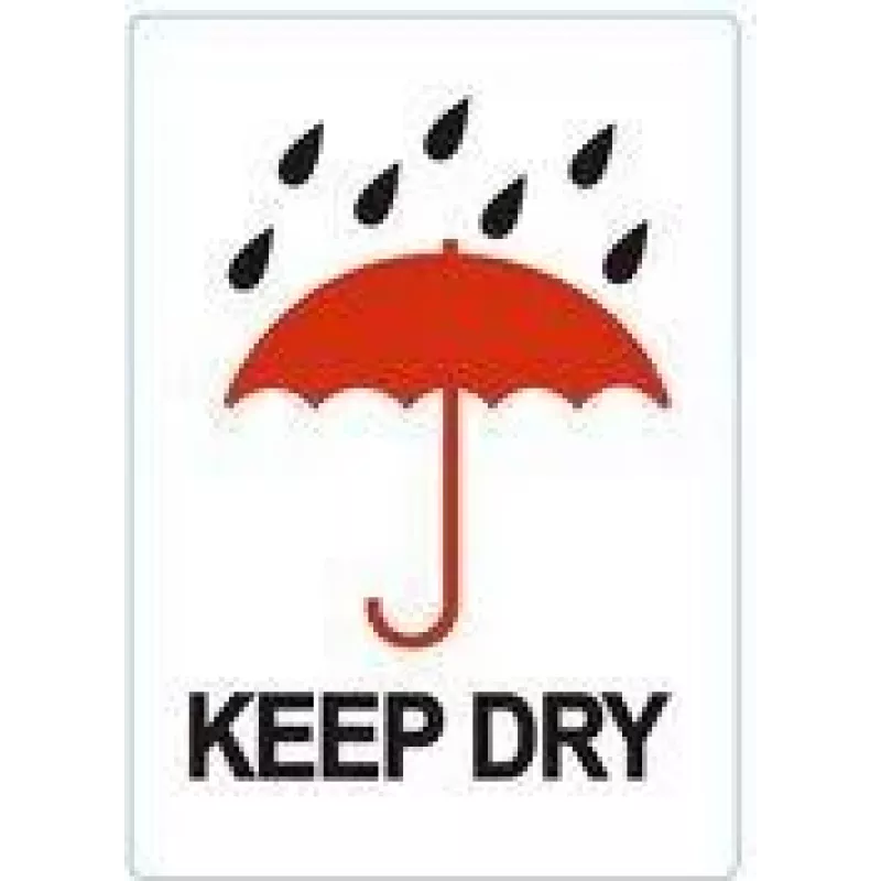 RILLPRINT Etiquetas de aviso adesivas permanentes KEEP DRY, branco/vermelho/preto, 74 x 105 mm, 500 etiquetas por rolo 76960