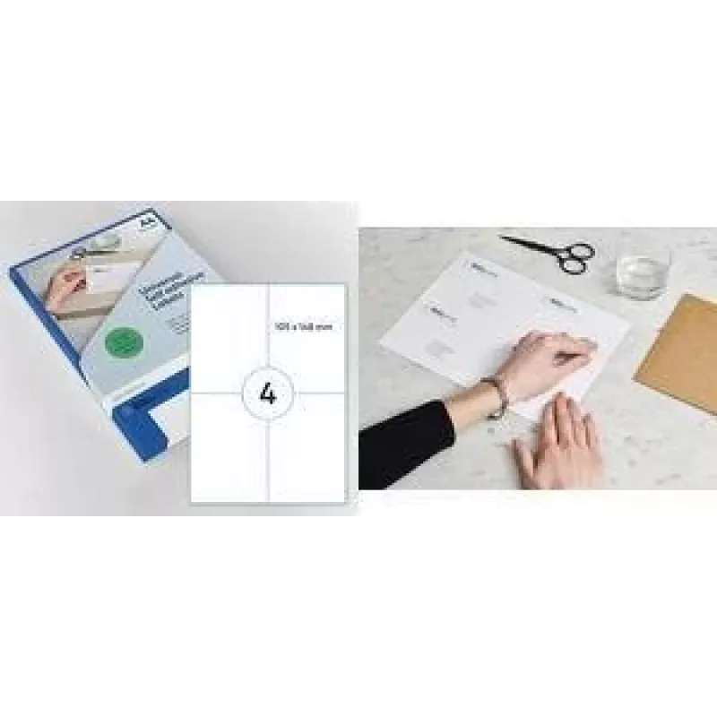 RILLPRINT R88920 Etiquetas universais 105 x 74 mm brancas autoadesivas para impressoras de jato de tinta, laser e laser cor 800 etiquetas