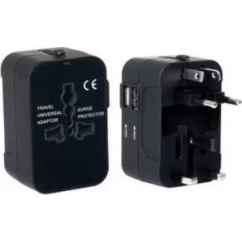 PAVO Adaptador de viagem universal com função de carregamento USB (US/AU/EU/UK), preto 8025329