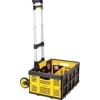Stanley SXWTD-509 Carrinho de mão dobrável e cesto dobrável de 25kg, capacidade de carga 60kg, alumínio, preto/amarelo