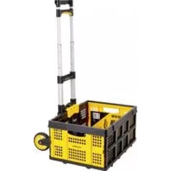 Stanley SXWTD-509 Carrinho de mão dobrável e cesto dobrável de 25kg, capacidade de carga 60kg, alumínio, preto/amarelo