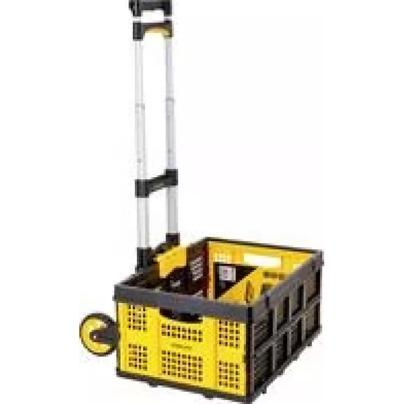 Stanley SXWTD-509 Carrinho de mão dobrável e cesto dobrável de 25kg, capacidade de carga 60kg, alumínio, preto/amarelo
