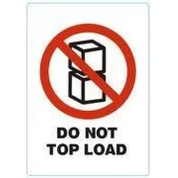 RILLPRINT Etiquetas de aviso autoadesivas DO NOT TOP LOAD, brancas com texto vermelho/preto, 74 x 105 mm, 500 etiquetas por rolo 76950