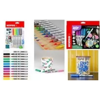 Kores Marcadores acrílicos criativos, conjunto de 12, várias cores, tinta acrílica líquida, agitar e pintar, sem bombear, ponta redonda M25121