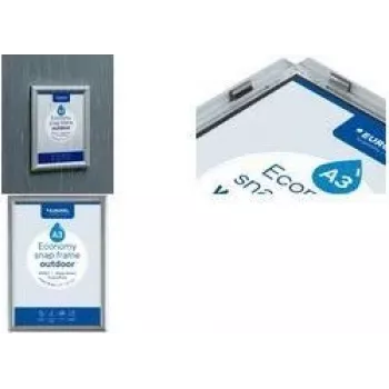 EUROPEL Economy Moldura exterior A4, alumínio anodizado prateado, perfil arredondado 25 mm, PET antirreflexo 355131