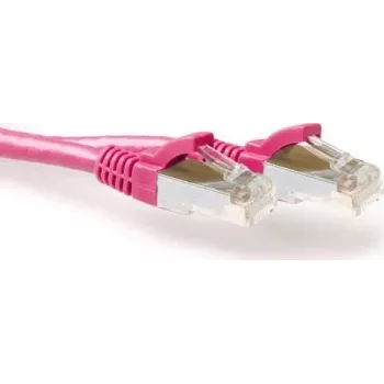 Cabo de rede patch LSZH S/FTP CAT6A Snagless rosa 0,5m RJ45 ACT (FB8800)