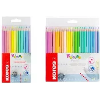 Kores Kolores Pastel Lápis de cor triangulares, 12 cores pastel diferentes, mina de 3 mm, alta pigmentação, estojo de cartão BB93311