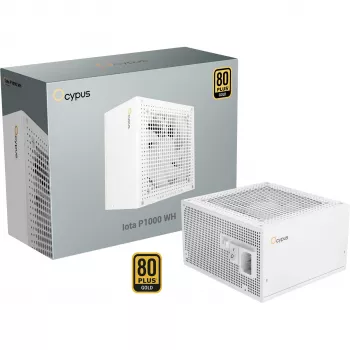 Fonte de alimentação OCYPUS Iota P1000 1000W 80 PLUS Gold totalmente modular ATX 3.0 - branca