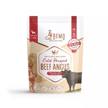Alimento seco prensado a frio BEMO de carne de vaca Angus Mono para cães - 1kg
