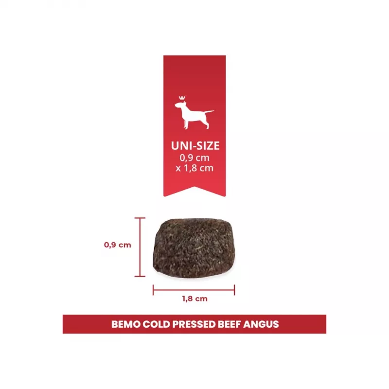 Alimento seco prensado a frio BEMO de carne de vaca Angus Mono para cães - 1kg