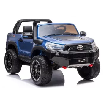 Carro elétrico de brincar para crianças LEAN CARS Toyota Hilux DK-HL850, pintado de azul, 4x4, 2 lugares, comando à distância, luzes LED, MP3, Bluetooth