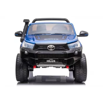 Carro elétrico de brincar para crianças LEAN CARS Toyota Hilux DK-HL850, pintado de azul, 4x4, 2 lugares, comando à distância, luzes LED, MP3, Bluetooth