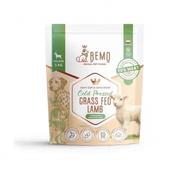 Borrego de pastagem prensado a frio BEMO - Alimento seco para cães - 3kg