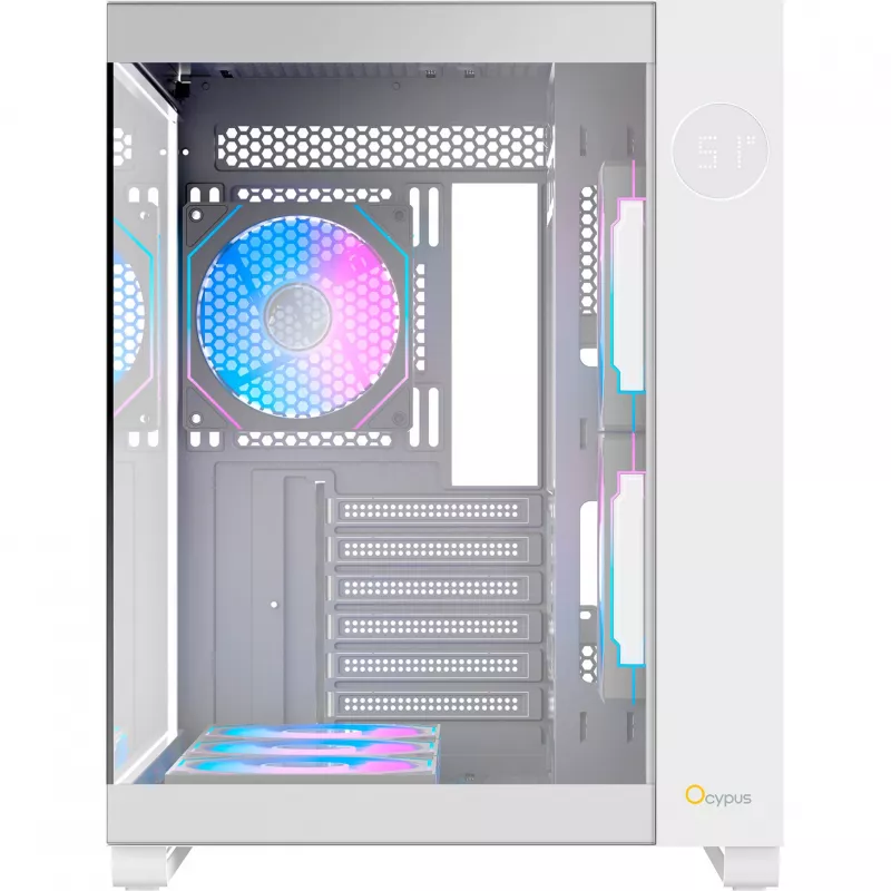 Ocypus Iota C70 ARGB Caixa Mid-Tower branca com vidro panorâmico