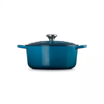 Le Creuset Signature Caçarola redonda em ferro fundido, 26 cm, 5,3 L, Azul Marseille