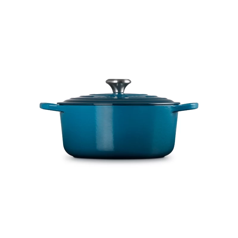 Le Creuset Signature Caçarola redonda em ferro fundido, 26 cm, 5,3 L, Azul Marseille
