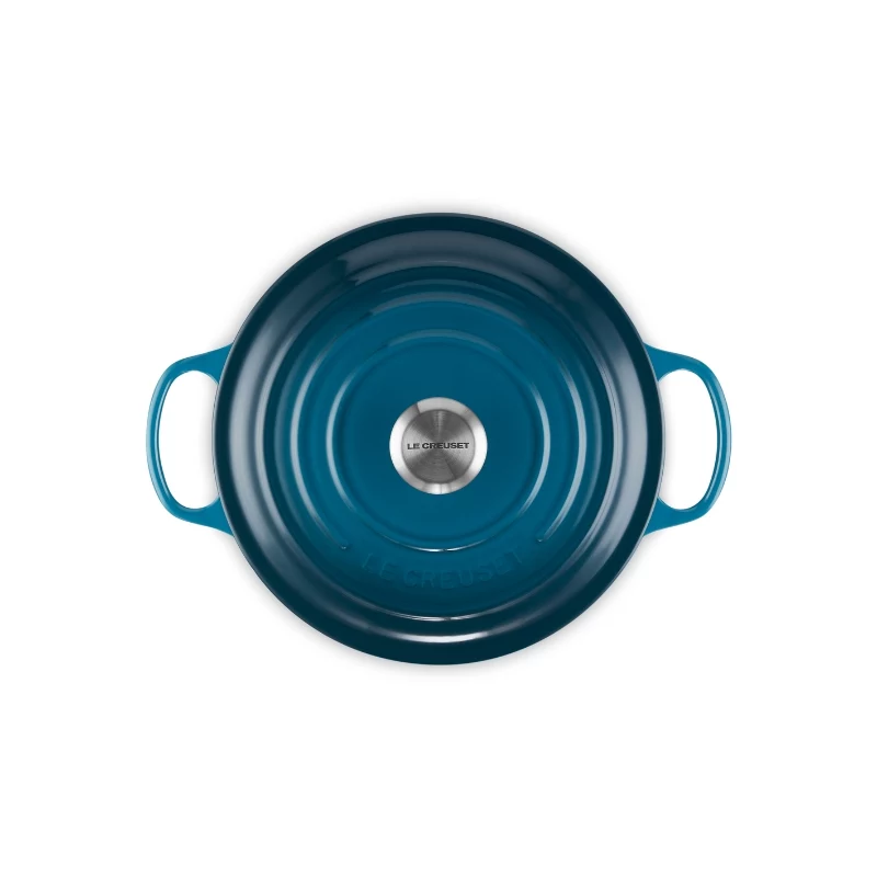 Le Creuset Signature Caçarola redonda em ferro fundido, 26 cm, 5,3 L, Azul Marseille