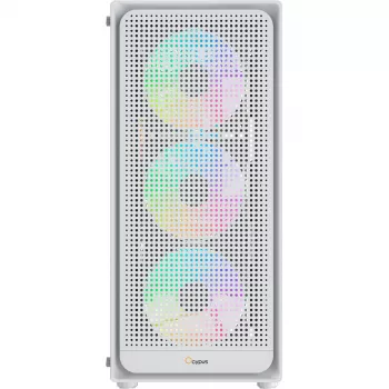 Ocypus Gamma C50 Caixa de PC Mid-Tower ARGB Branca, vidro temperado, 3 ventoinhas ARGB