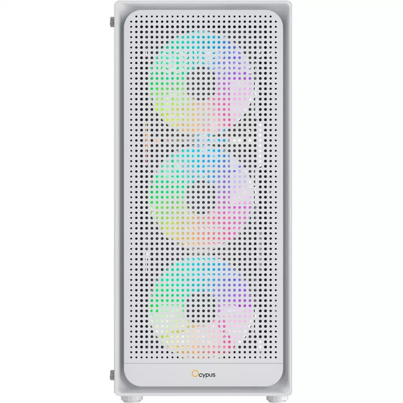 Ocypus Gamma C50 Caixa de PC Mid-Tower ARGB Branca, vidro temperado, 3 ventoinhas ARGB