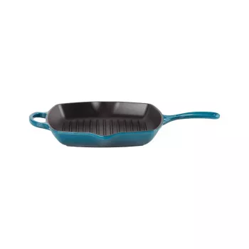 Le Creuset Grelhador quadrado de ferro fundido 26x26cm azul
