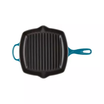 Le Creuset Grelhador quadrado de ferro fundido 26x26cm azul