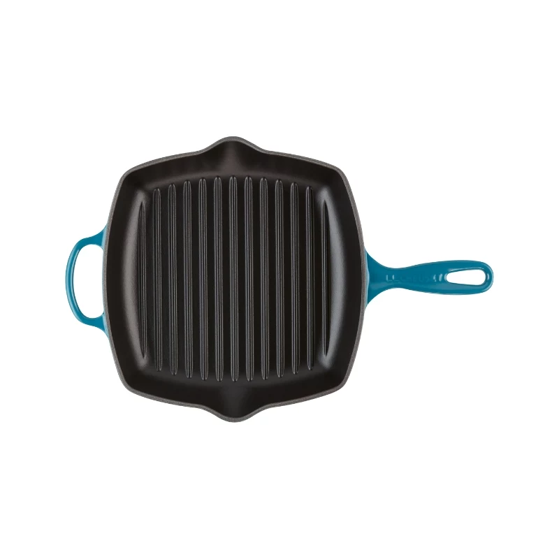 Le Creuset Grelhador quadrado de ferro fundido 26x26cm azul