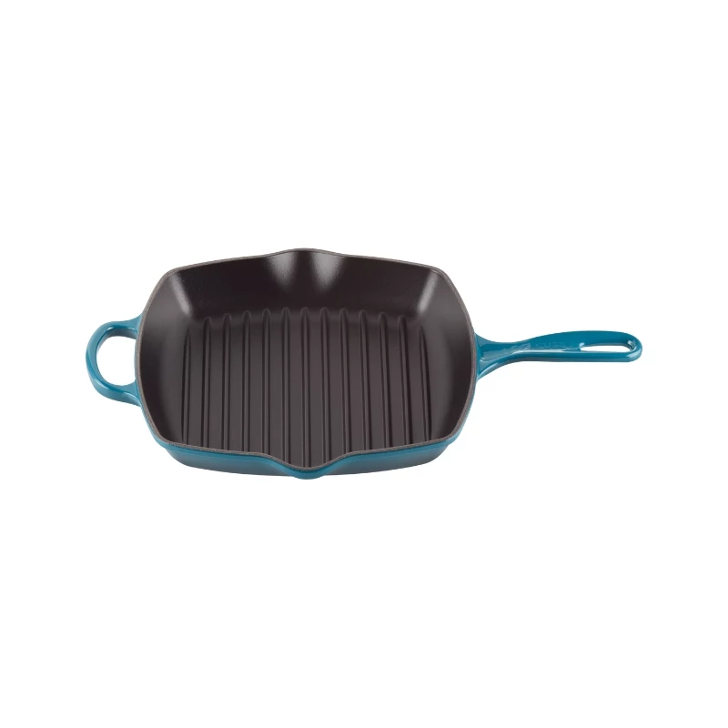 Le Creuset Grelhador quadrado de ferro fundido 26x26cm azul